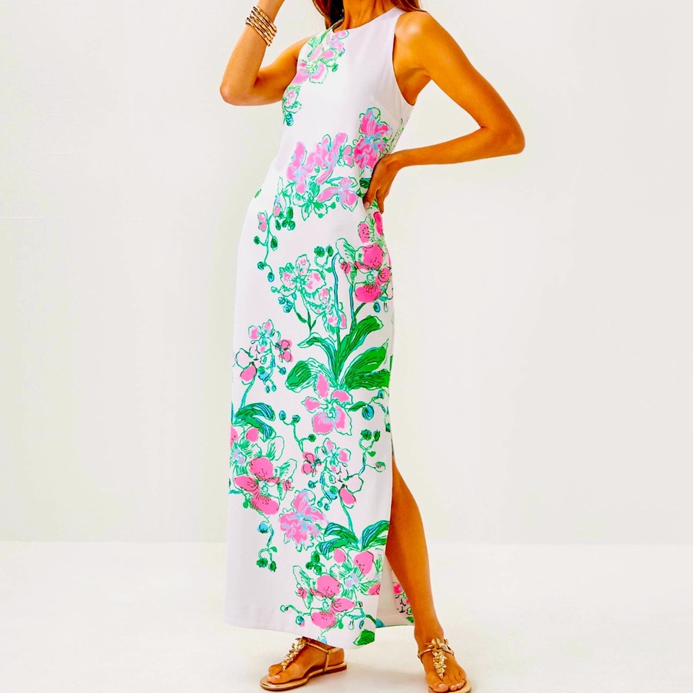 NWT Lilly Pulitzer Melodie Maxi Dress Multi Oversized Orchid On The Avenue XL